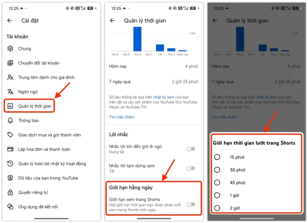 YouTube Cho Phép Chặn "Video Ngắn" Với Trẻ Em Từ 10/02/2026 2 Thiết lập giới hạn thời gian lướt trang Shorts | PhoneZStore.vn