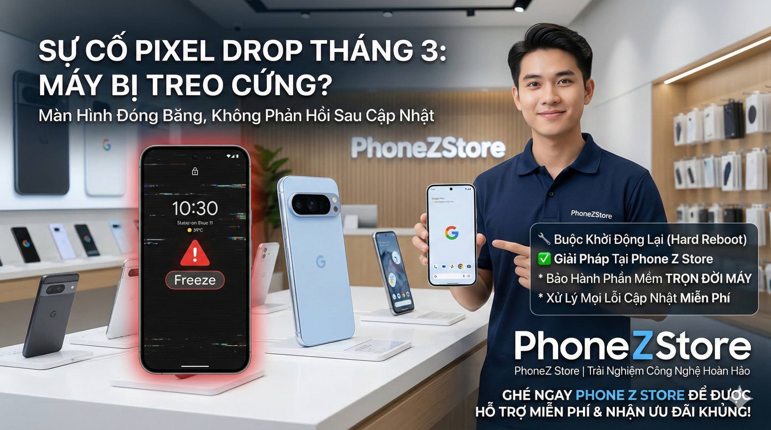 Bản Cập Nhật Pixel Drop Tháng 3/2026 Làm Treo Máy 4 Pixel Drop Tháng 3 Gặp Lỗi Treo Cứng | PhoneZStore.vn
